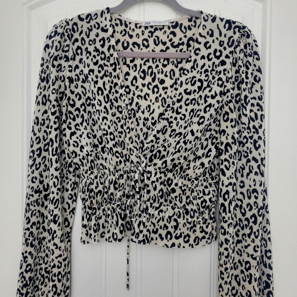 Long sleeved leopard print blouse